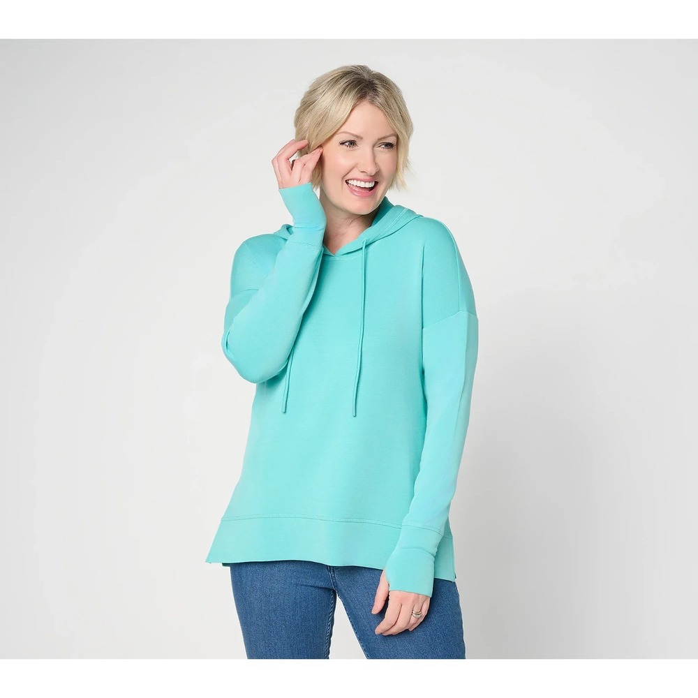 Belle Body by Kim Gravel ScubaLuxe Pop Color Hoodie CoastalTurguois, Large #11C